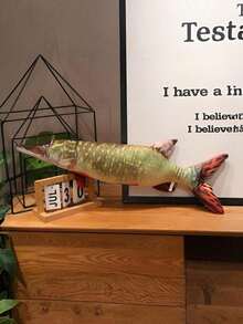 POKOJA LAND 仿真鱼玩偶，黑鱼毛绒玩具，绿鱼，黄花鱼，鲫鱼礼品，毛绒宠物，雷龙鱼，鱼类训练道具，柔软毛绒填充鱼，适合家居、派对、婚礼、万圣节、圣诞节-水族馆、桌面装饰-生日/周年纪念礼物、鱼类装饰、派对装饰，趣味设计，高品质面料，装饰毛绒玩偶，家居装饰春夏款 - 彩色 - 查看 12