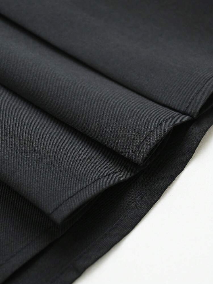 Franclia Conjunto casual de 2 piezas de camisa de manga corta con botones a rayas y falda mini plisada para mujer - Blanco y Negro - Añade 5