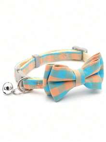 PETSIN 1 chiếc vòng cổ cho thú cưng họa tiết kẻ caro, có thể điều chỉnh, nhẹ và bền, kèm nơ trang trí và chuông treo. Vòng cổ thoải mái, phù hợp cho chó và mèo nhỏ và vừa, dùng hàng ngày, đi dạo ngoài trời, dự tiệc, ở nhà. Phụ kiện thú cưng dễ đeo. - Nhiều màu - Xem 21