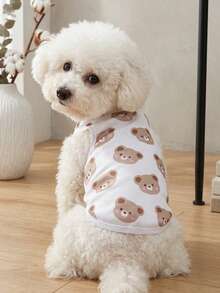 PETSIN 1件可爱小熊印花休闲宠物背心 - 彩色 - 查看 2