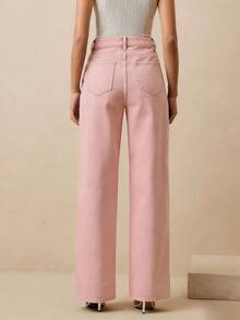Anewsta Women's Straight-Leg Elegant Party Pants With Rhinestones, Suitable For Spring, Valentine's Day, Christmas, And Formal Occasions - Pink - View 2