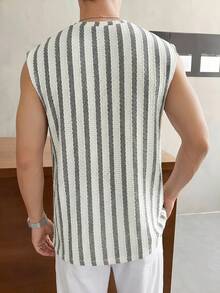 Manfinity Unisex Men's Striped Crew Neck Casual Versatile Daily Wear Top - Black and White - View 2