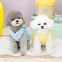 PETSIN 狗狗服装、猫咪服装、动物裙装、宠物春夏新品系列、幼犬连衣裙、公主风百搭连衣裙、条纹印花、小型动物服装、清凉防晒霜 - 彩色 - 查看 9