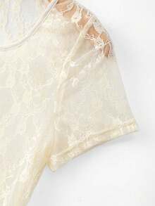 Franclia Elegant Apricot Lace Blouse For Women, Suitable For Summer - Apricot - View 3