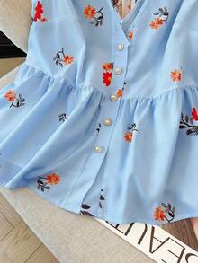 GlowEve CURVE Plus Size Women's Floral Print Chiffon Shirt, Casual Open Front Resort Style, Versatile For Spring, Summer And Autumn - Blue - View 5