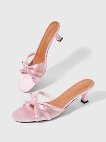 Sleekvia Sandal cao gót quai ngang kiểu mule dành cho nữ, mẫu mới mùa hè. - Hồng - Xem 1