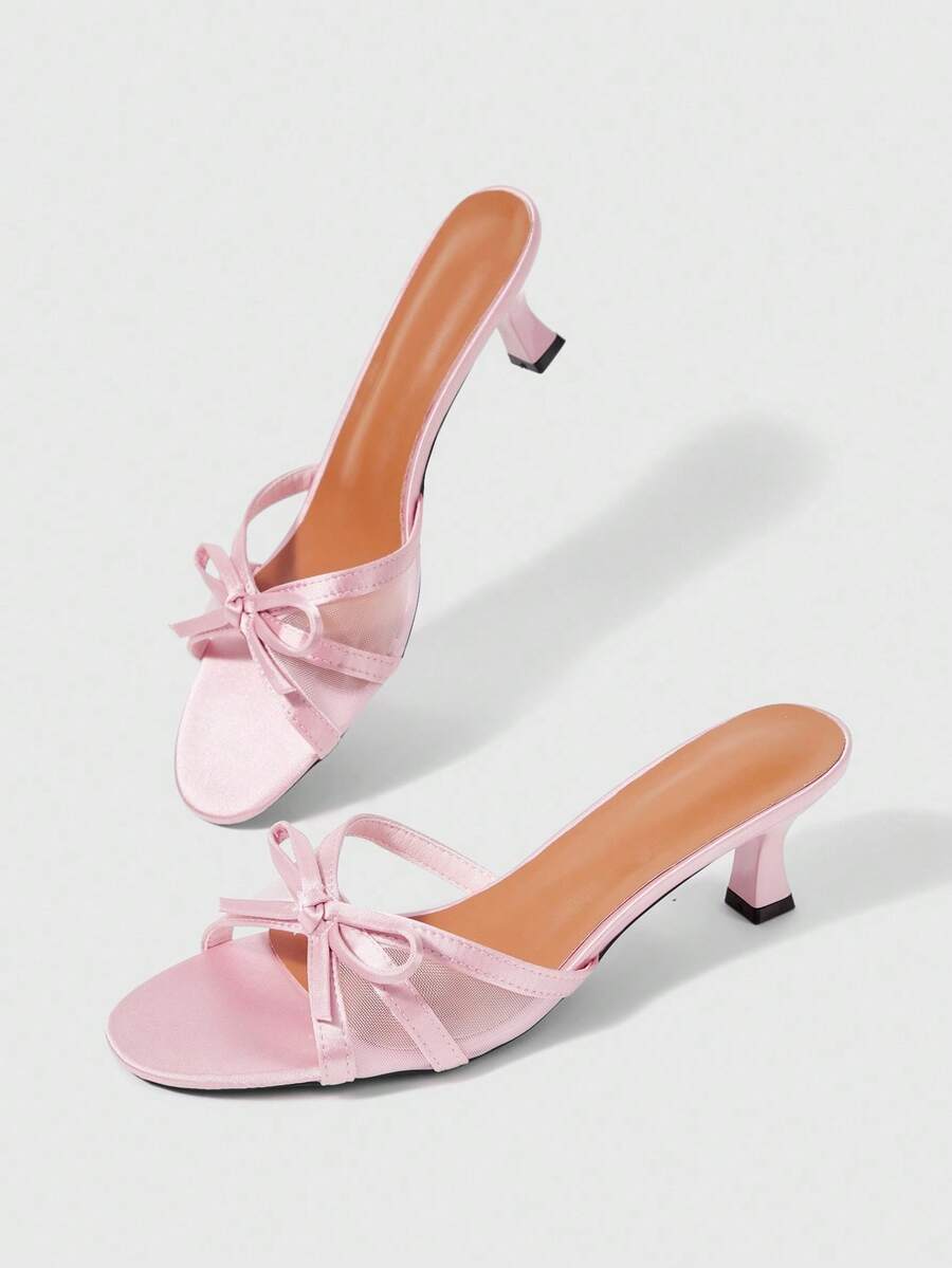 Sleekvia Sandal cao gót quai ngang kiểu mule dành cho nữ, mẫu mới mùa hè. - Hồng - Xem 1