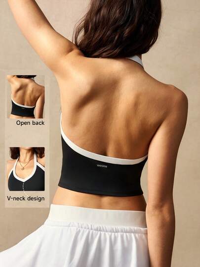 VARSIVA Áo tank top thể thao không lưng kiểu racerback với viền màu tương phản