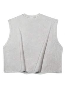 ROMWE MEN Street Life Chaleco sin mangas de cuello redondo con estampado gótico para hombres - Gris - Ver 2