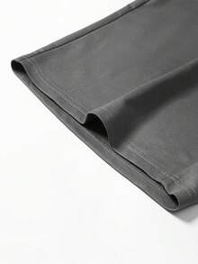 Manfinity EMRG Quần short nam phong cách đường phố thường ngày, thêu chữ, dài 6 inch. - Xám - Xem 6