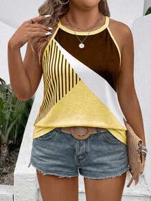 EMERY ROSE New Arrival Plus Size Women Fashion Printed Casual Versatile Tank Top - Multicolor - View 1