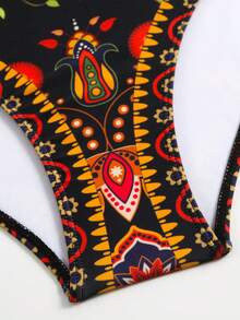 Swim Oasis Conjunto de Maiô Plus Size de Alta Qualidade com Saia de Chiffon Estampada, Maiô de Moda Europeia e Americana - Multicolorido - Visão 4