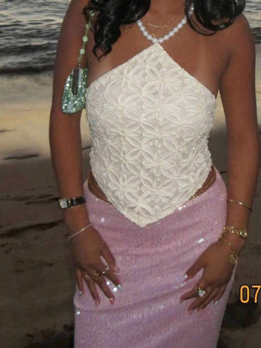 Aloruh Áo camisole hở lưng thanh lịch, đính cườm, dây mảnh, họa tiết hoa, chất liệu jacquard, thích hợp cho hẹn hò, đám cưới, đi biển, kỳ nghỉ nhiệt đới, tiệc tùng, lễ hội, lý tưởng cho kỳ nghỉ biển của phụ nữ, phong cách boho, các dịp lễ hội nhiệt đới. Trang phục đi biển nữ, họa tiết da báo hồng, trang phục mùa hè nữ, trang phục đi biển nam, trang phục nghỉ mát, trang phục mùa hè cho nữ. - Màu be - Xem 1