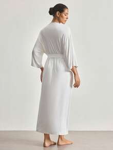 Ocili Comfortable Lace Robe For Women - White - View 3