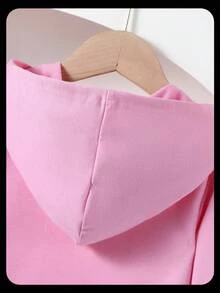 SHEIN Bộ đồ 2 món thời trang đường phố cho bé gái: Áo hoodie in hoa và quần denim in họa tiết, thanh lịch và "Đức tin vượt qua nỗi sợ hãi", phù hợp cho các buổi đi chơi bình thường, kỳ nghỉ, mùa xuân/thu - Hồng - Xem 6