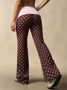 VARSITIE Women's Contrast Color Polka Dot Print Sports Pants - Multicolor - View 8