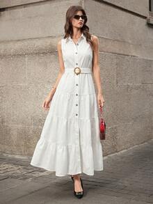 Selenza Váy denim thanh lịch giản dị dành cho nữ mặc ngoài trời - trắng - Xem 1