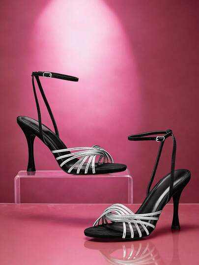 SHUZIA Giày sandal cao gót quai ngang mắt cá chân thanh lịch tối giản dành cho nữ.