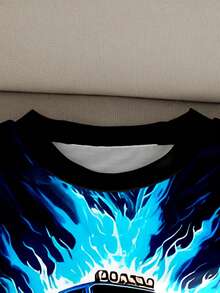 2pcs Set Young Boys Off-Road Vehicle Graphic Print Black T-Shirt And Shorts,Summer Fashionable Casual Comfortable Round Neck Short Sleeve Outfit - Black - View 5