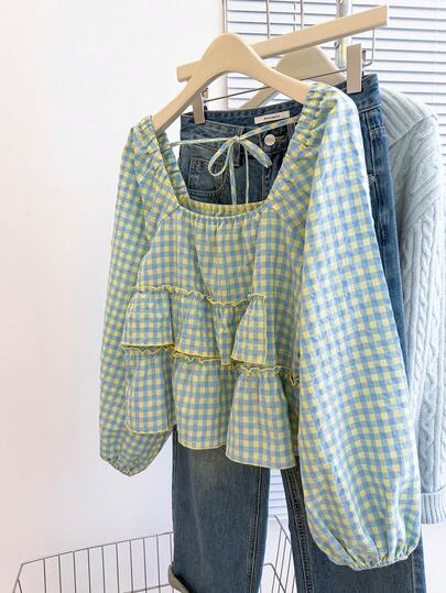 Resyla ملابس علوية نسائية كاجوال مطبوعة بالزهور ذات أكمام فانوس لحجم كبير، مناسبة للربيع والخريف