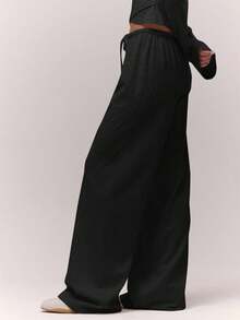 MUSERA Relaxed Loose Fit Wide Leg Drawstring Trousers Bottoms Only Old Money Cute Country Cottage Core Casual For Women Butterscotch Pants Summer - Black - View 5