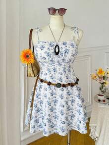 CovetEZ 大码夏季休闲碎花吊带连衣裙 - 彩色 - 查看 7