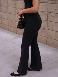 Andrea Bello 女式西式水洗喇叭裤牛仔裤 - 黑色 - 查看 5