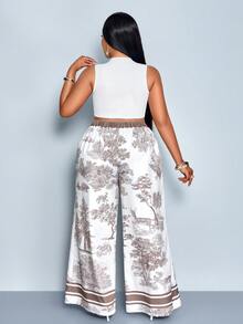 SOLERSUN Plus-Size Sexy And Elegant Women's Beach Vacation Spring/Summer Art Print Oil Painting Trousers Fall - Apricot - View 4