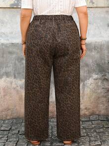SHEIN ICON 大码女式休闲口袋直筒牛仔裤 - 彩色 - 查看 2