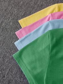 SHEIN Unity Women's Casual Solid Color Crew Neck Tees, 4-Pack Multicolor Basic Tops - Multicolor - View 3