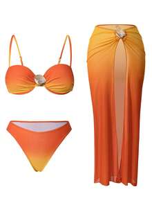 Swim Chiccia Women's Ombre Print 3 PiecesSwimsuit Set, Spring/Summer - Multicolor - View 5