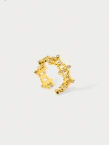 Glisma Anillo abierto para mujer, dinero antiguo, atuendos, elegante, metálico/textura, elegante, otoño/invierno, premium, para mamá/mujer/niña/madre, vintage, oro, gema - Dorado - Ver 4