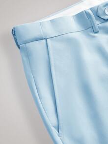 Officeau Bộ 3 món/Bộ vest co giãn thời trang mới màu trơn ôm vừa vặn cho nam, gồm áo khoác, áo vest và quần, trang phục công sở, dự tiệc trang trọng - Màu xanh nhạt - Xem 12