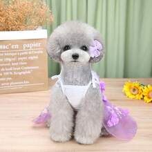 PETSIN Quần áo cho chó, quần áo cho mèo, váy cho thú cưng, bộ sưu tập xuân/hè mới, váy cho cún con, váy công chúa đa năng, họa tiết kẻ sọc, quần áo cho động vật nhỏ, kem chống nắng mát mẻ - Nhiều màu - Xem 7