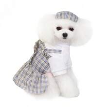 PETSIN 狗狗服装、猫咪服装、动物裙装、宠物春夏新品系列、幼犬连衣裙、公主风百搭连衣裙、条纹印花、小型动物服装、清凉防晒霜 - 彩色 - 查看 4