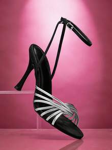 SHUZIA Giày sandal cao gót quai ngang mắt cá chân thanh lịch tối giản dành cho nữ. - màu đen - Xem 4