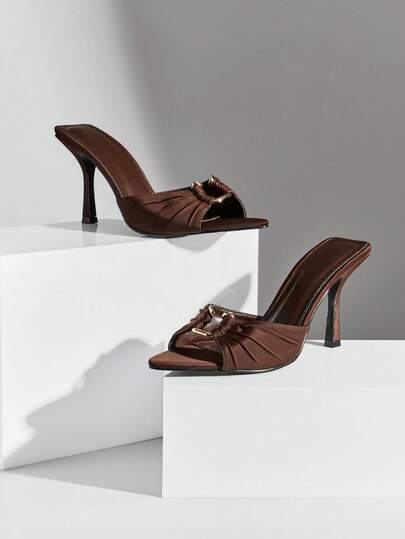 SHUZIA Giày sandal cao gót mũi nhọn bằng da lộn giả màu cà phê tuyệt đẹp dành cho nữ, thích hợp để khiêu vũ, thư giãn, gợi cảm, đi nghỉ mát, dự tiệc, đám cưới, công sở.