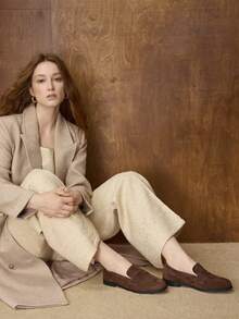 MOTF 女士 ENCORE 红色乐福鞋，复古英伦风平底鞋 - 摩卡棕 - 查看 2