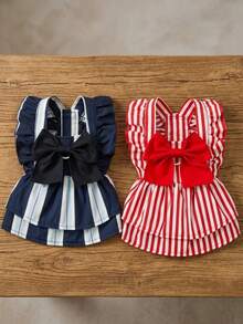 PETSIN Quần áo cho chó, quần áo cho mèo, váy cho thú cưng, bộ sưu tập xuân/hè mới, váy cho cún con, váy công chúa đa năng, họa tiết kẻ sọc, quần áo cho động vật nhỏ, kem chống nắng mát mẻ - Nhiều màu - Xem 4