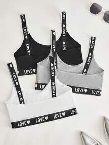 EasyFave 3pcs Set Women's Minimalist Letter Jacquard Bras - Multicolor - View 2