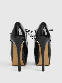 CUCCOO LuxiPop 女士防水厚底高跟凉鞋，细高跟绑带性感夜店风鞋款，适合春夏、度假、旅行，2000年代时尚 - 漆黑色 - 查看 6