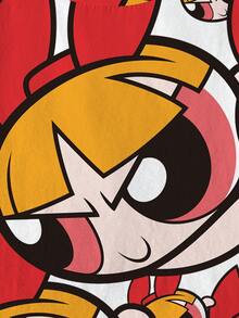 THE POWERPUFF GIRLS X SHEIN Áo thun ngắn tay in hình hoạt hình, phong cách thường ngày, thời trang đường phố cho bé gái, thích hợp mặc đi làm, mùa hè. - trắng - Xem 4