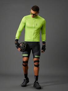 Acti Log 男款荧光绿字母印花插肩袖前拉链骑行服 - 綠色 - 查看 4