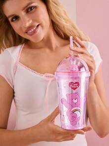SHEIN X Care Bears 480毫升透明吸管杯 - 粉色 - 查看 8