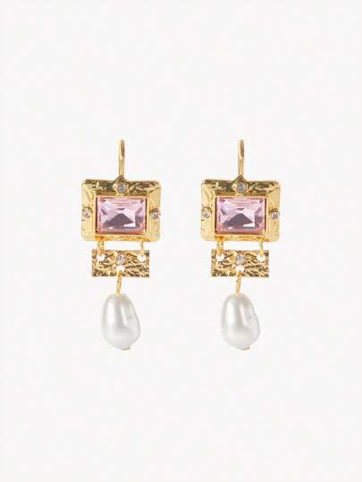 Opalesca Bông tai thời trang nữ, Cao cấp/Sang trọng/Đẳng cấp/Đeo hàng ngày/Tối giản, Ngọc trai/Pha lê, Mùa hè/Bãi biển/Dạ hội/Tiệc tùng/Kỳ nghỉ/Du lịch, Đính hôn/Đám cưới/Lời hứa, Cô dâu, Hình trái tim/Hoa, Lõi cổ tích/Lõi nàng tiên cá, Mạ vàng 18K