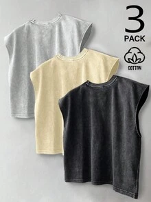 Manfinity EMRG Chaleco casual de verano para hombres, de unicolor, cuello redondo, cómodo y transpirable - Multicolor - Ver 2