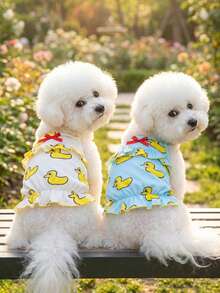 PETSIN 狗狗服装、猫咪服装、动物裙装、宠物春夏新品系列、幼犬连衣裙、公主风百搭连衣裙、条纹印花、小型动物服装、清凉防晒霜 - 彩色 - 查看 5