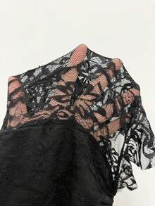 Coolane Áo tank top nữ cỡ lớn mùa hè, phong cách đường phố, lễ hội âm nhạc, vintage Y2K, họa tiết da báo, ren, phối màu đen. - màu đen - Xem 8
