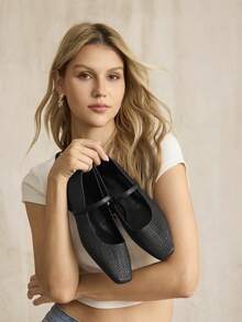 MOTF PREMIUM WOMEN BRAID SIMPLE & VERSATILE FLAT CASUAL SHOES, VALENTINES VALENTINE'S DAY SPRING SHOES - Black - View 8