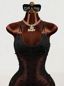 Mistrie Đầm mini ôm sát gợi cảm dành cho nữ, chất liệu dệt kim khoét rỗng, phối nhiều mảnh, thích hợp cho mùa hè. - Nhiều màu - Xem 3